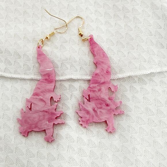 Adorable Kawaii Axolotl Dangle Earrings, Cute Earrings, Pink Salamander - Picture 2 of 4